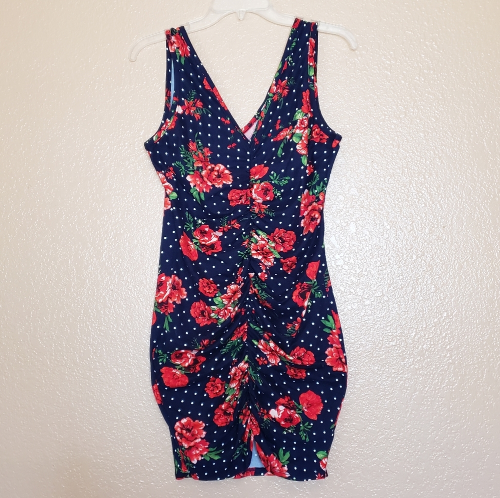 NWOT Endless Fame Floral Polka Dot Dress - Size L